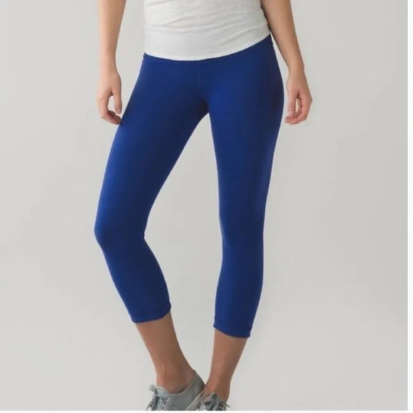 Lululemon Wunder Under Crop III Reversible Leggings Black/Blue Size 6 Womens - Picture 4 of 12